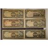 6 JAPANESE PESO INVASION CURRENCY BILLS:1-500 PESO