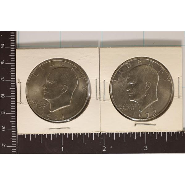 1971 & 1972-D IKE DOLLARS AU / UNC