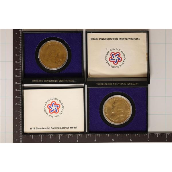 2-US BICENTENNIAL MEDALS IN BLACK FLIP CASES: