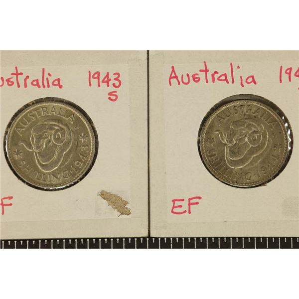 1943-S & 1944-S AUSTRALIA SILVER 1 SHILLING