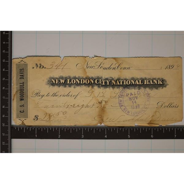 1896 NEW LONDON CITY NATIONAL BANK CANCELLED