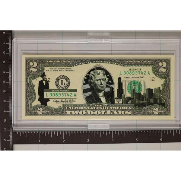 2003-A US $2 FRN WITH ILLINOIS OVERLAY CRISP UNC