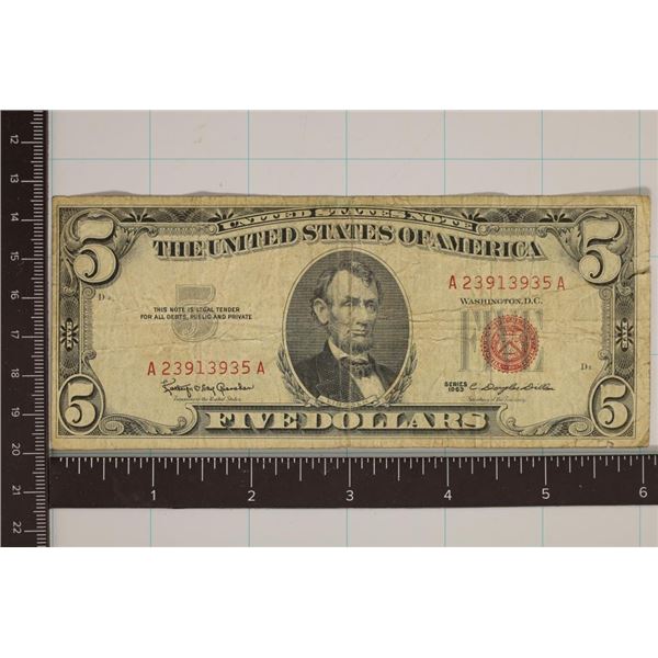 1963 US $5 RED SEAL NOTE