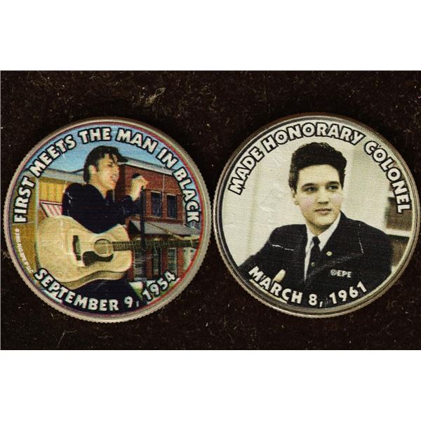 2 ELVIS PRESLEY OVERLAYS OF BU KENNEDY HALVES