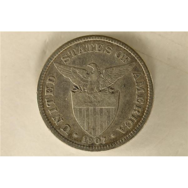 1907 SILVER US/PHILIPPINES 50 CENTAVOS