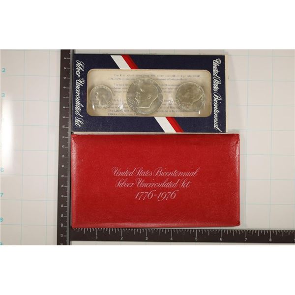 1976 US 3 COIN SILVER BICENTENNIAL SET IN RED