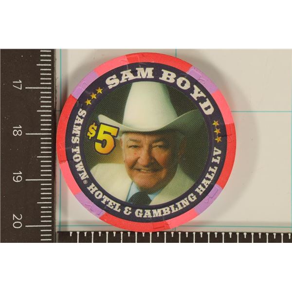 $5 SAM'S TOWN CASINO CHIP CELEBRATING 2O YEARS