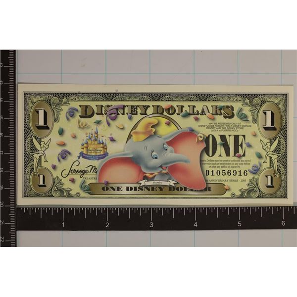 2005 ONE DISNEY DOLLAR, CU  DUMBO  COLORIZED