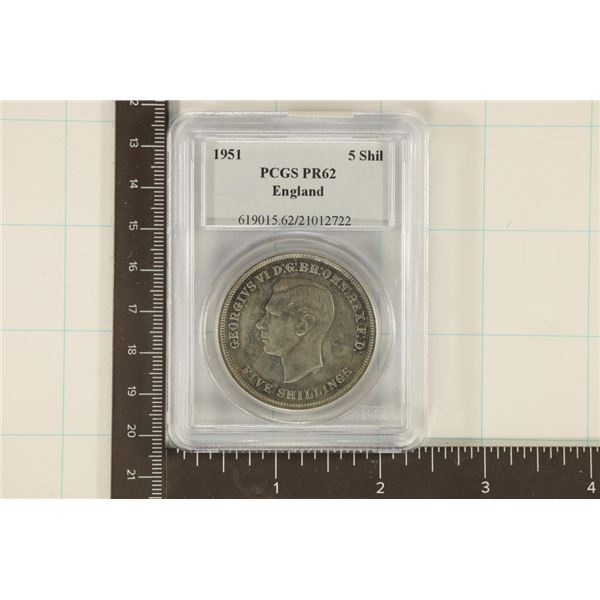 1951 ENGLAND 5 SHILLING PCGS PR62