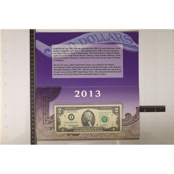 2013 MINNEAPOLIS $2 SINGLE NOTE FEATURING A 2003-A