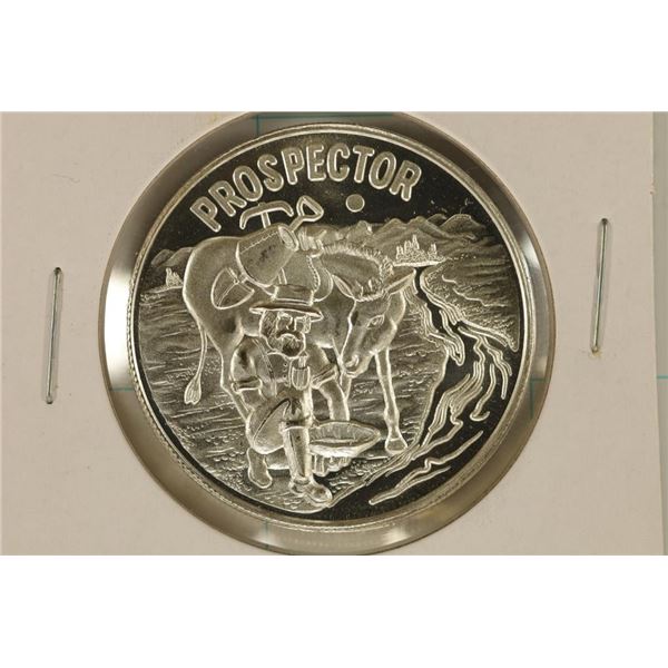1 TROY OZ .999 FINE SILVER PF PROSPECTOR ROUND