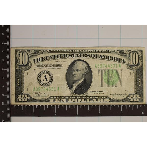 1934-A US $10 GREEN SEAL FRN