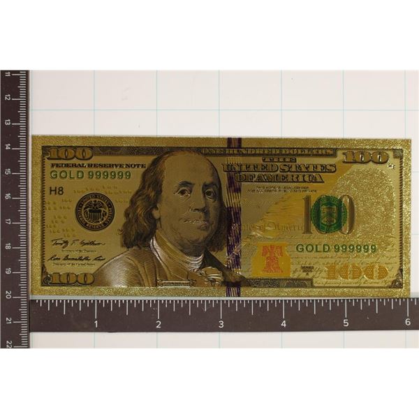 24KT GOLD FOIL REPLICA OF A 2009-A US $100 BILL