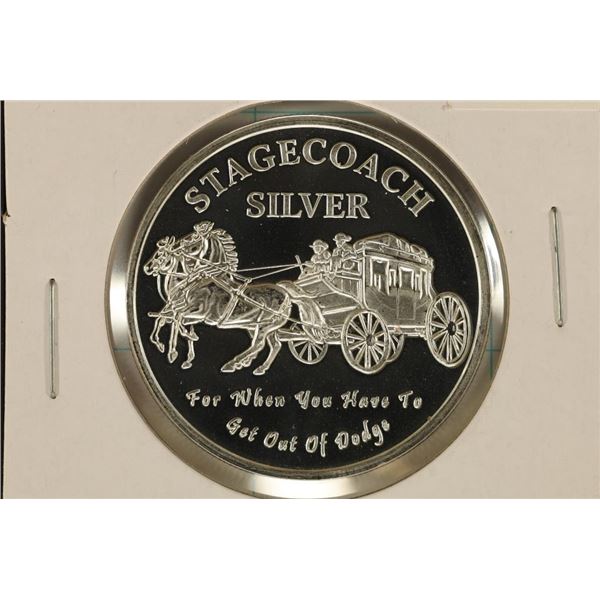 1 TROY OZ .999 FINE SILVER PF ROUND STAGECOACH