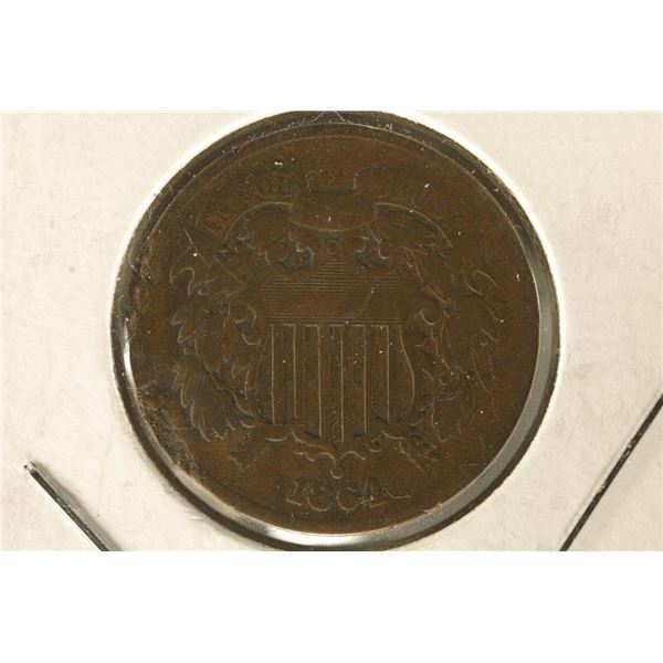 1864 US TWO CENT PIECE WITH DAMAGE