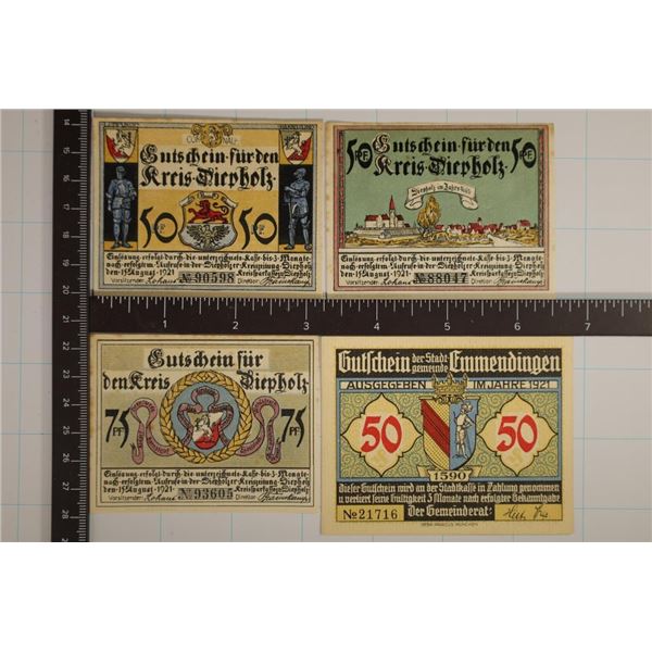 4-1921 GERMAN NOTGELDS (ALL CRISP UNC) 3-50 &