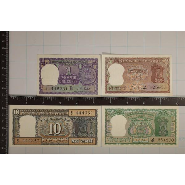 4-1978 INDIA RUPEE CRISP  BILLS: 1, 2, 5 & 10