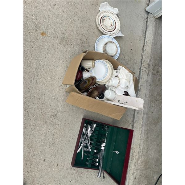 Assorted plates/silverware/china
