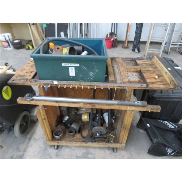 Cart w/Large Socket Wrench, Oversize Sockets, Large Quantity