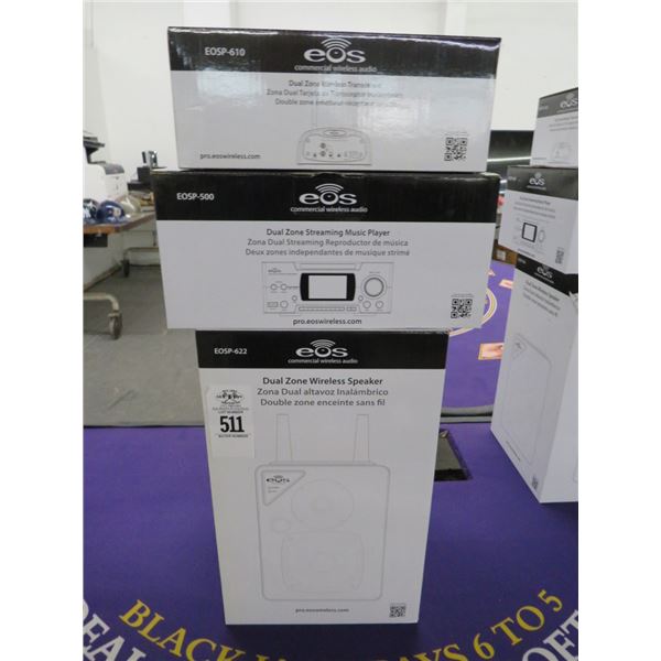 EOS Dual Zone Wireless Speaker Streaming Music Player w/Wireless Set