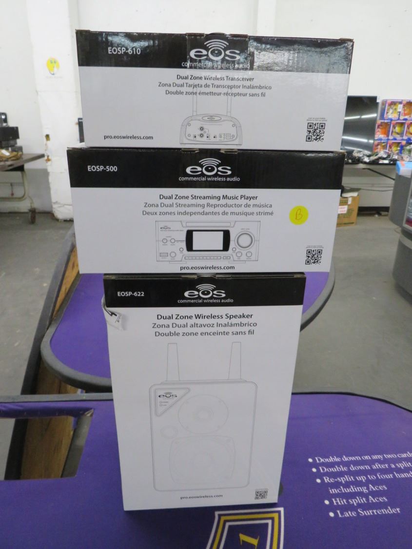 EOS Dual Zone Wireless Speaker Streaming Music Player w/Wireless Set