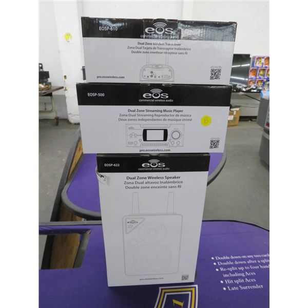 EOS Dual Zone Wireless Speaker Streaming Music Player w/Wireless Set