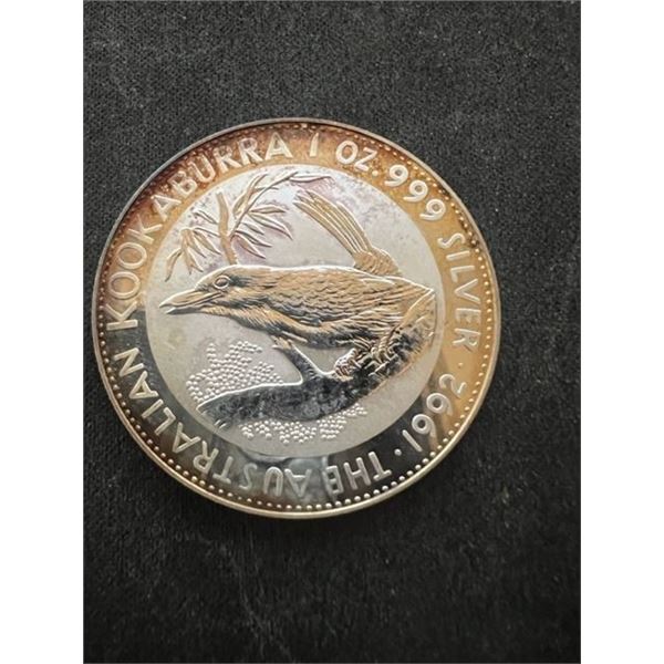 1992 Australian 1 Oz  .999 Pure Silver $1 Kookaburra