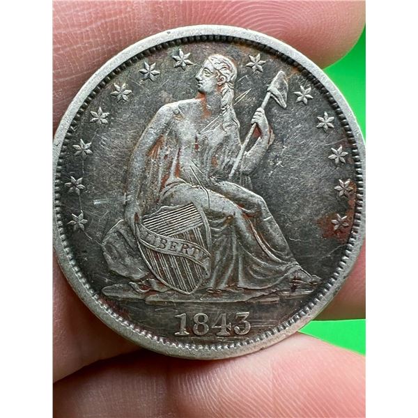 1843 Liberty Seated Dollar XF