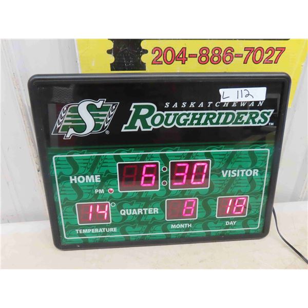 Saskatchewan Rough Riders CFL Scoreboard Wall Clock - Working + Lights Up
