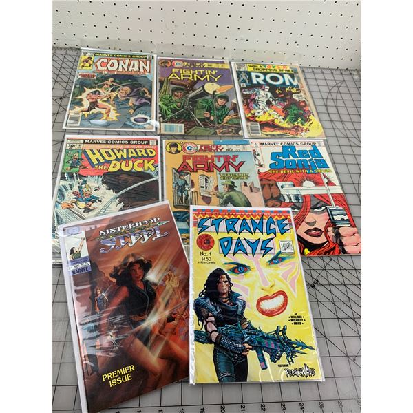 LOT OF 8 VINTAGE COMIC BOOKS RED SONJA HOWARD DUCK CONAN ETC