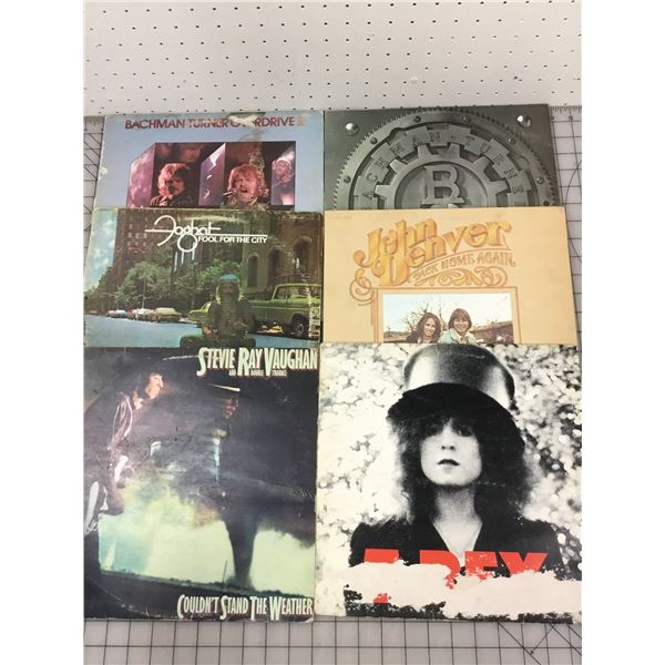 LOT OF 6 LP VINYL RECORDS BACHMAN TURNER OVERDRIVE T-REX ETC