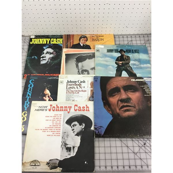 LOT OF 8 JOHNNY CASH LP VINYL RECORDS