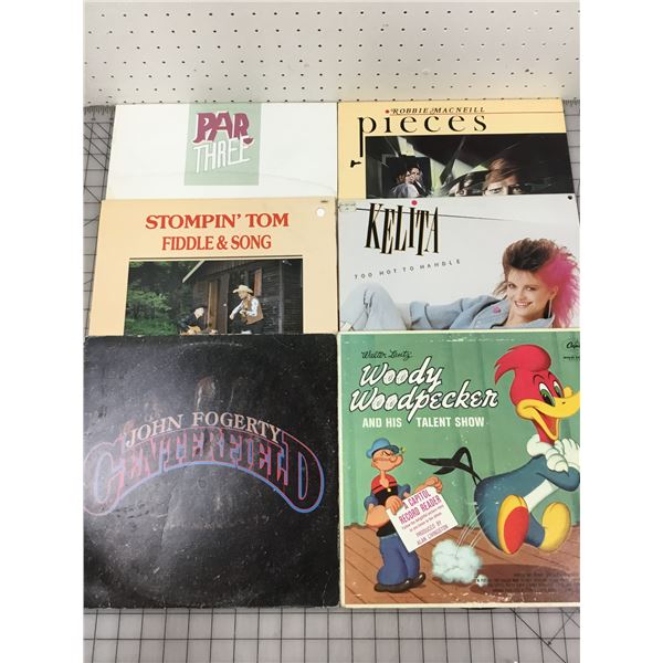 LOT OF 6 LP VINYL RECORDS JOHN FOGERTY STOMPIN' TOM ETC