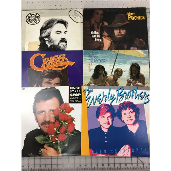 LOT OF 6 LP VINYL RECORDS RINGO STARR CRASH CRADDOCK ETC