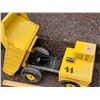 Image 3 : Vintage metal Tonka dump truck with embossed lettering.