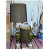 Image 1 : 1960's-'70's  olive green, brass cherub, water pitcher style, Tri-lite lamps with original shades.