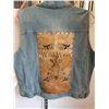 Image 1 : New Cripple Creek Denim Vest. Decorative, riveted cow skin on the back.