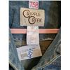 Image 5 : New Cripple Creek Denim Vest. Decorative, riveted cow skin on the back.