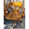 Image 2 : 2 vintage solid oak, swivel/ rolling desk chairs.