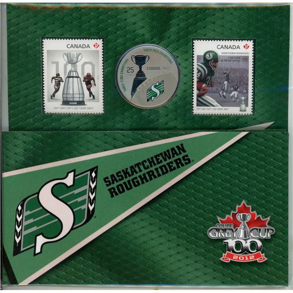 Old Saskatchewan Rough Rider 2012 Saskatchewan Roughriders 25 Cents. Issued to commemorate the 100th ...