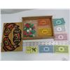 Image 1 : Cedar box decorated with whales, Monopoly money, cards and houses