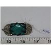 Image 1 : Art Deco broach, glass set in metal, trombone hinge, made in Czechoslawvakia