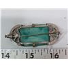 Image 3 : Art Deco broach, glass set in metal, trombone hinge, made in Czechoslawvakia