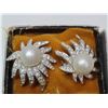 Image 4 : Celebrity Rhinestone and faux pearl broach and earring set