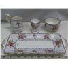 Image 2 : Royal Albert Petit Point cream and sugar on tray, and egg cup