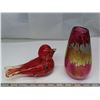 Image 3 : Art Glass vase, created by Robert Held and glass bird