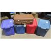 Image 1 : Lot of plastic tubs and brown leather travelling case