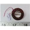 Image 1 : Bohemian garnet circle broach, gold plate on silver marked .900