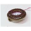 Image 3 : Bohemian garnet circle broach, gold plate on silver marked .900