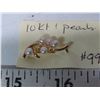 Image 2 : 10 kt gold broach with pearls, dainty